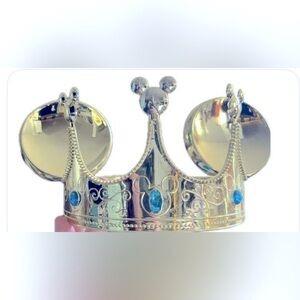 Disney On Ice Mickey Mouse Ears Jeweled Crown / Tiara Plastic Gold Metallic RARE